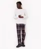 calça de pijama flanelada xadrez com bolsos cinza mescla P