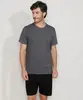 Pijama Masculino Manga Curta Cinza Mescla Escuro G