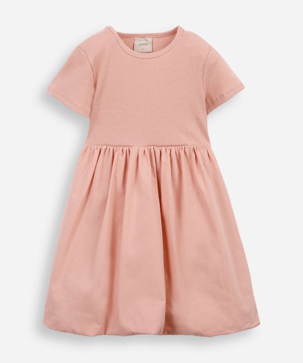 vestido balonê infantil de algodão canelado rosa 8