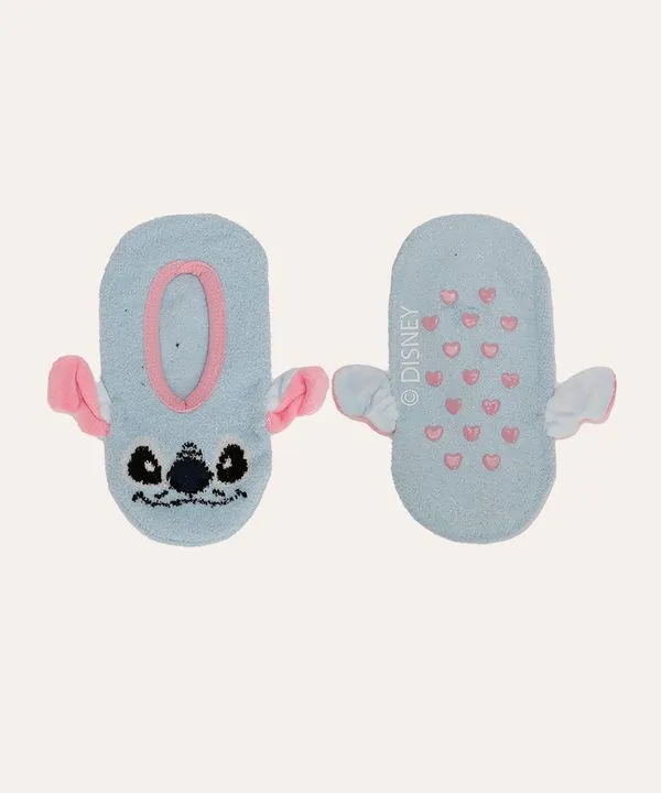 meia sapatilha de pelúcia infantil stitch azul 23 - 28