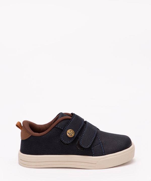 tênis infantil cano baixo com velcro azul marinho 23
