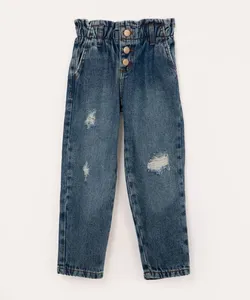 calça jeans infantil clochard com bolsos azul médio 6