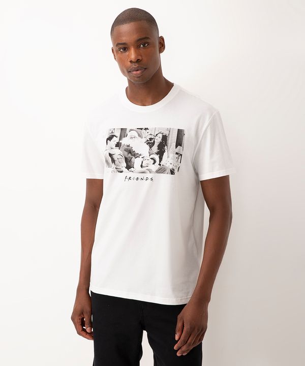 camiseta de algodão friends natal manga curta off white P