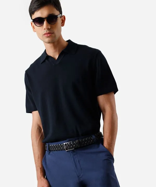 polo masculina de tricot preto M