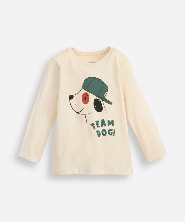 camiseta de algodão infantil cachorro bege 2