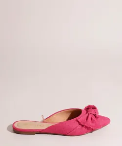 Mule Feminino Bico Fino com Laço Via Uno Pink 38