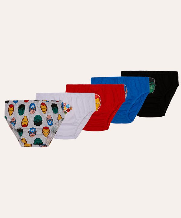 kit de 5 cuecas infantil avengers colorido 8