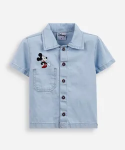 camisa infantil jeans mickey azul 2