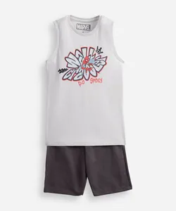 conjunto curto infantil de algodão homem aranha cinza 4