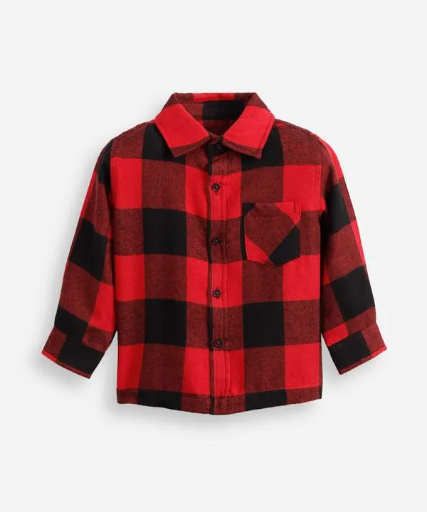camisa xadrez infantil manga longa flanelada vermelho 2