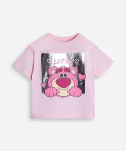 camiseta de algodão infantil manga curta lotso metalizado rosa 12