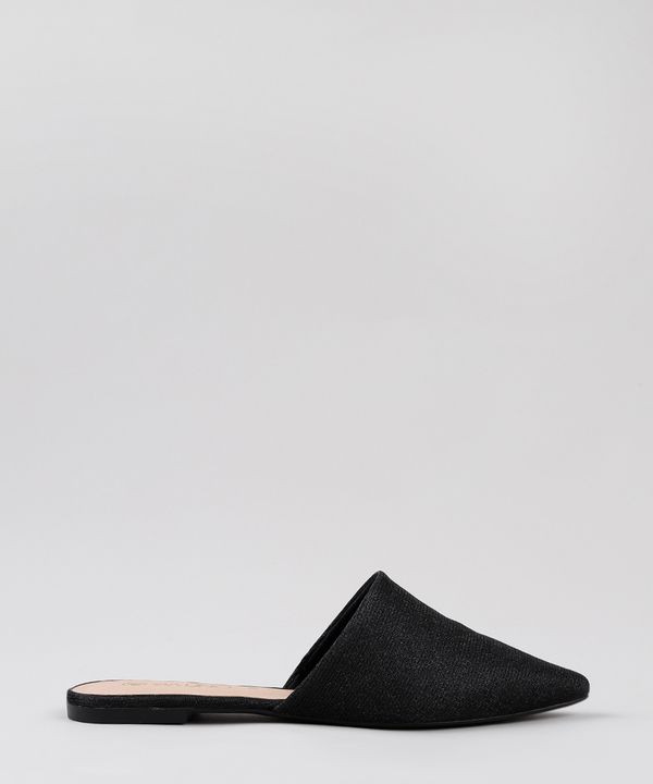 Mule Feminino Via Uno Bico Fino com Brilho Preto 37
