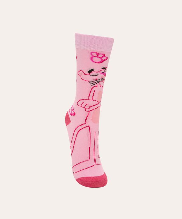 meia cano alto pantera cor-de-rosa rosa 41-43