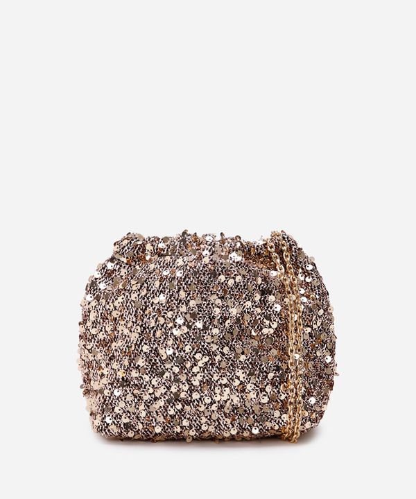 bolsa transversal de lurex com paetê dourada UNICO