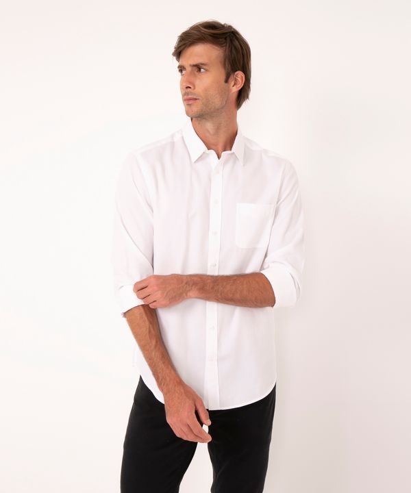 camisa slim texturizada manga longa branca G