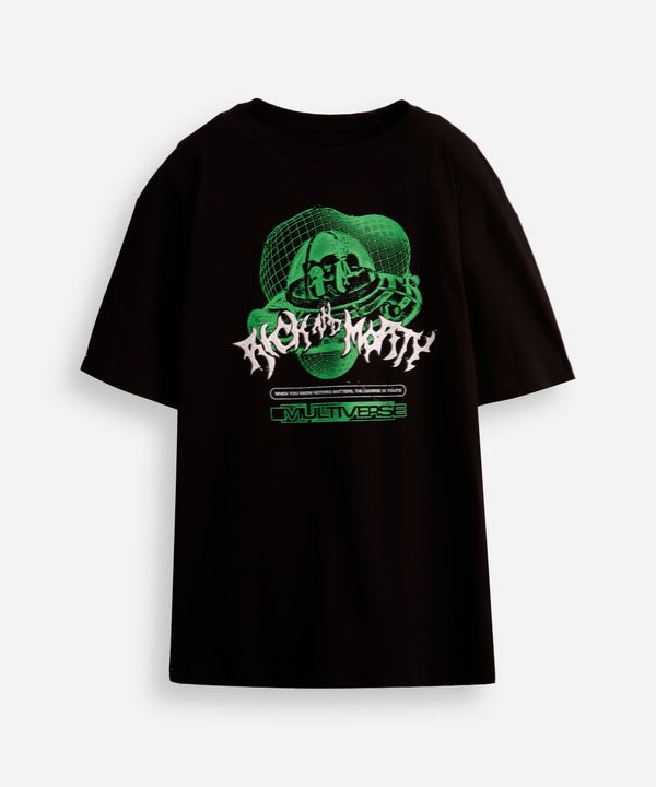 camiseta de algodão juvenil rick and morty preta 16