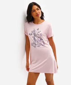 camisola de viscose manga curta estampada rosa P
