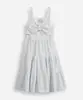 vestido infantil listrado com laço floral azul 6