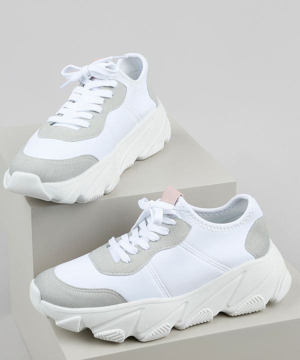 Tênis Feminino Oneself Sneaker Chunky com Recortes Branco 35