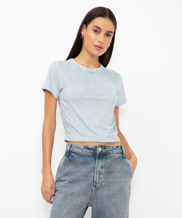 cropped de suede franzido azul claro GG