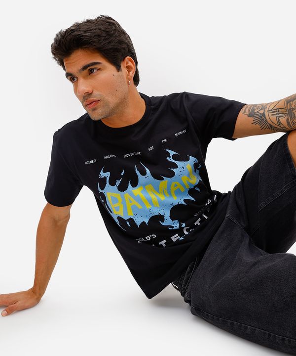 camiseta masculina de algodão batman preta GG