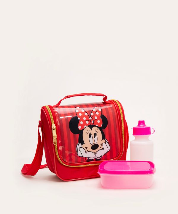 Lancheira Infantil Transversal Minnie Mouse Vermelha Único