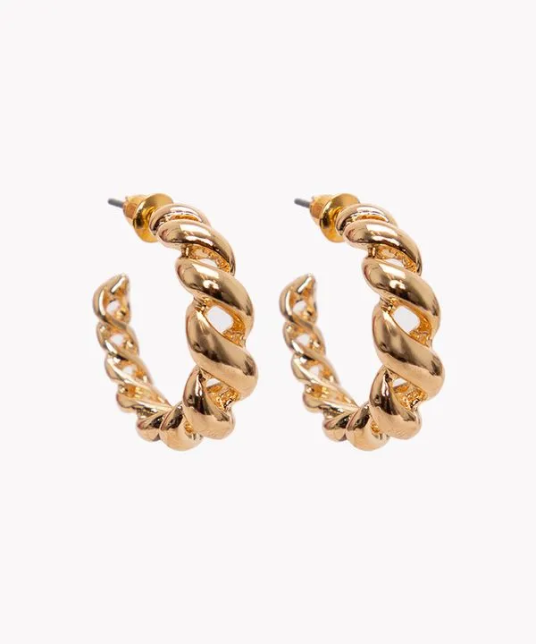brinco argola pequena trançada dourado Único
