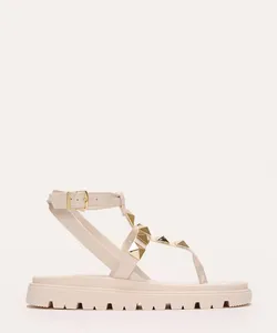 rasteirinha flatform moleca com tachas off white 38