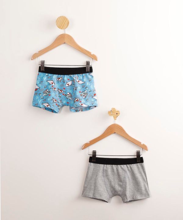 Kit de 2 Cuecas Boxer Infantis Tubarão Surfando Multicor 4