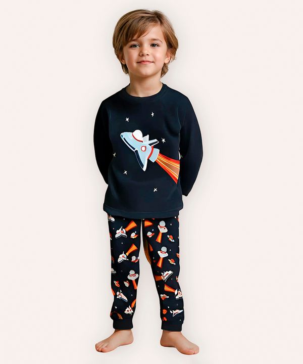 pijama de pelúcia infantil foguete azul 4