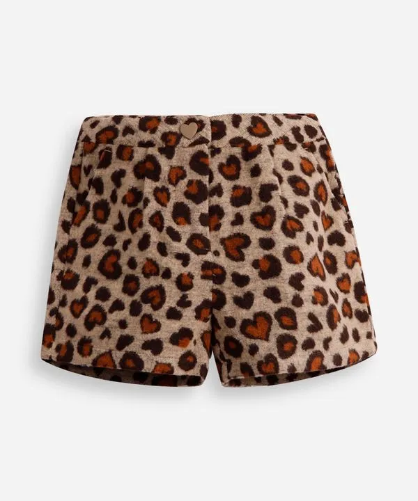short mom infantil flanelado animal print bege 10