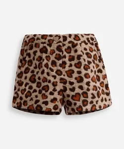 short mom infantil flanelado animal print bege 6