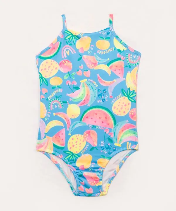 maiô infantil frutas com alça fina e proteção uv azul 6