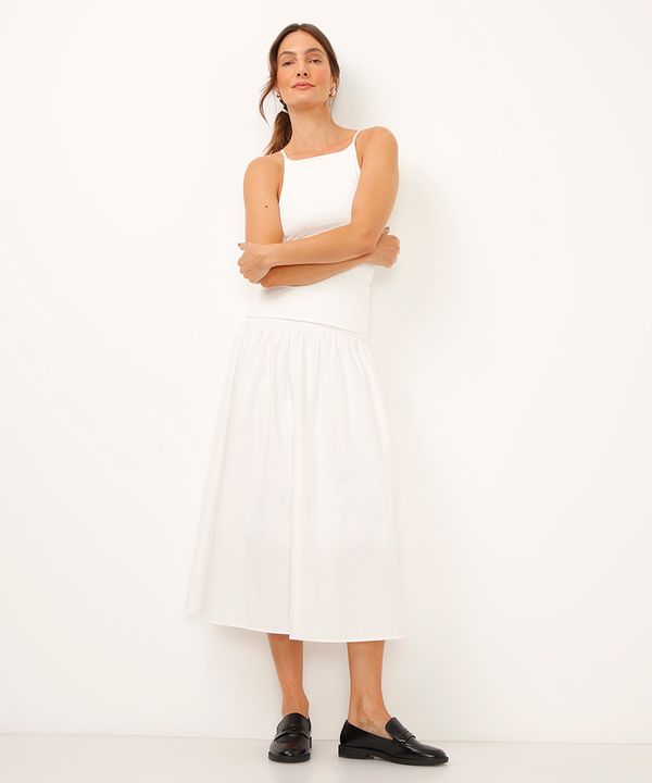 saia midi godê de algodão off white 36