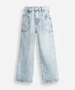 calça reta infantil jeans cós com elástico azul 10