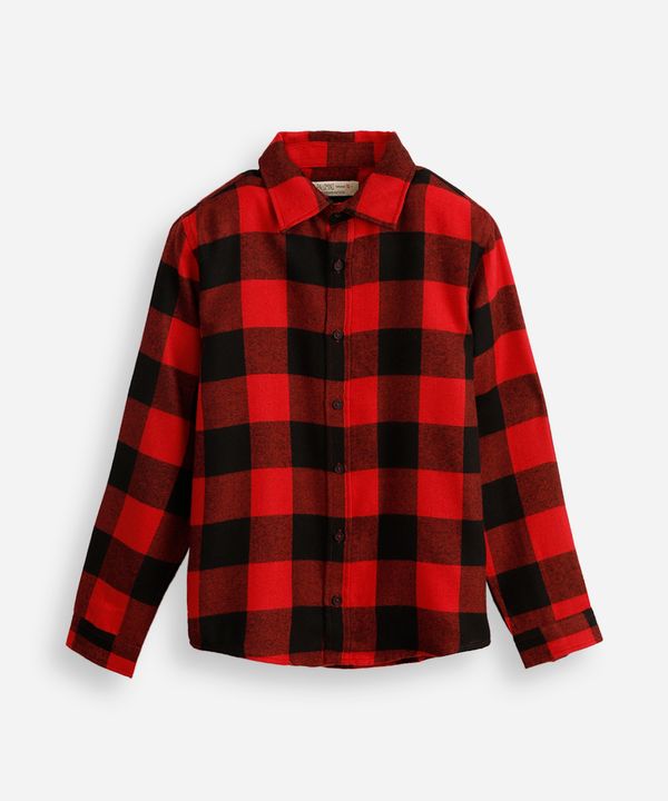 camisa de algodão infantil manga longa xadrez vermelha 6