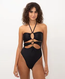 maiô cut out com proteção uv preto M