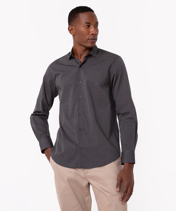 camisa de algodão comfort manga longa preta P