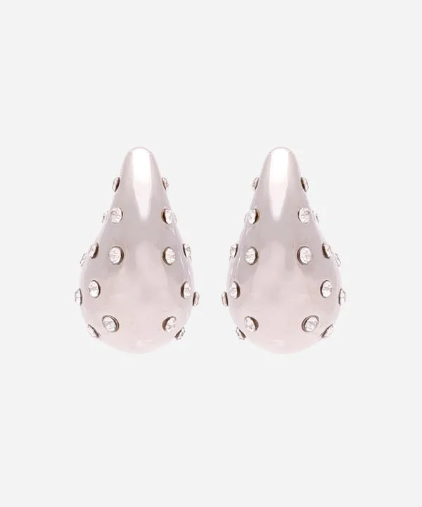 brinco gota com strass prateado UNICO