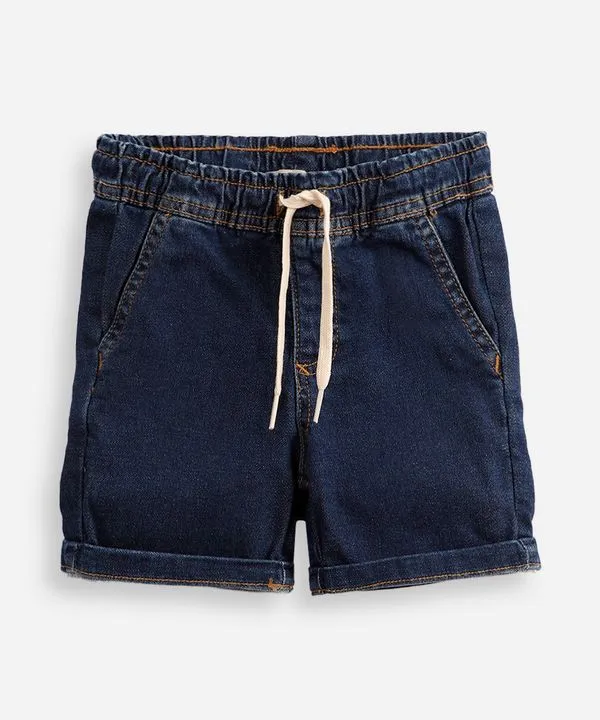 short infantil jeans cós elástico azul 3