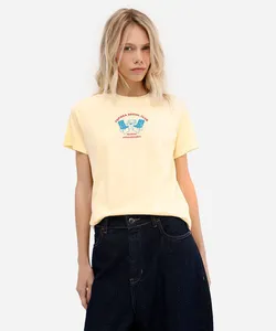 camiseta feminina de algodão fofoca club amarela GG