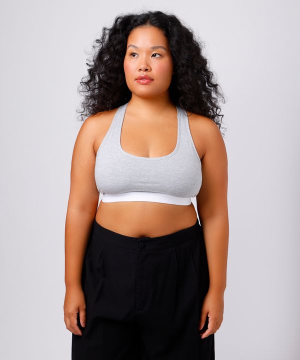 sutiã nadador feminino com algodão mindset plus size cinza GG2
