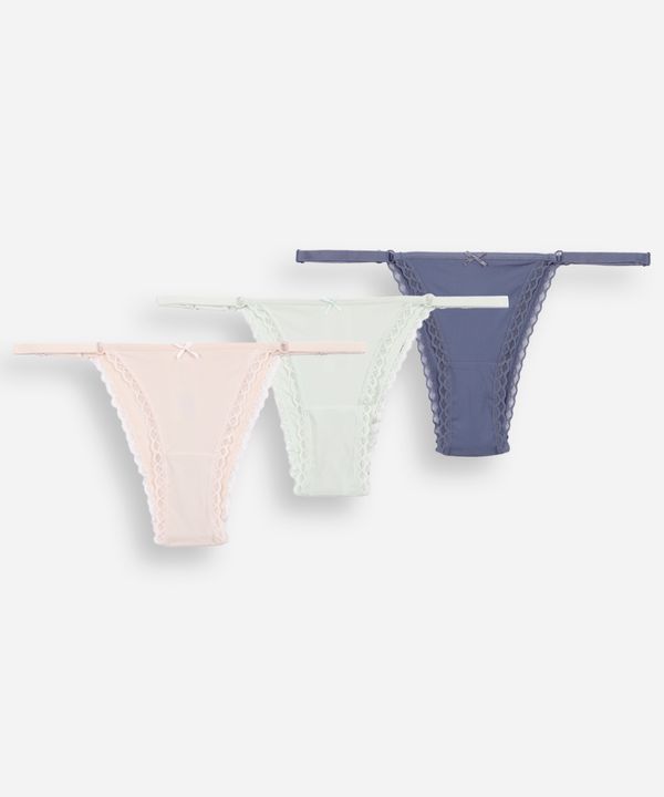 kit de 3 calcinhas biquíni com renda colorido G
