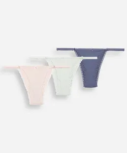 kit de 3 calcinhas biquíni com renda colorido GG