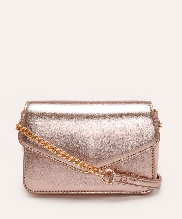bolsa crossbody metalizada com corrente dourada UNICO