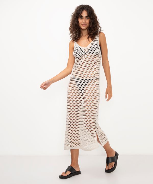 vestido saída de praia longo de tricot off white M