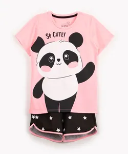 pijama infantil curto panda rosa 4