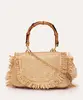 bolsa crossbody palha e bambu metalizada bege claro Único