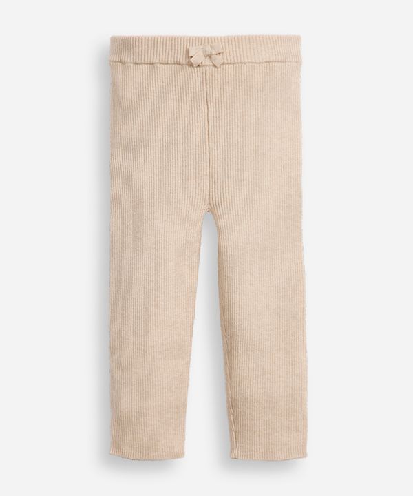 calça legging infantil de tricot canelada bege 3-6