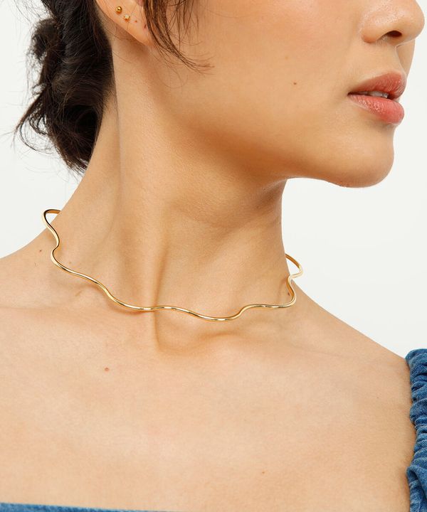 colar chocker orgânico dourado UNICO